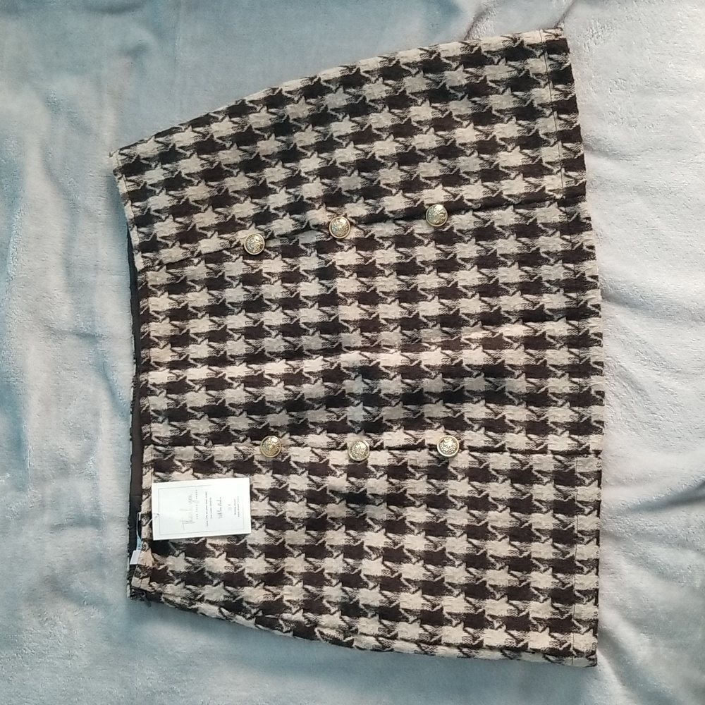 HYFVE Mini Skirt (brown) with gold button design